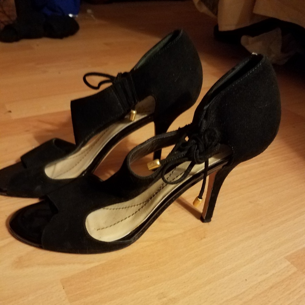 Kate Spade NY Black Suede T-Strap Sandals sz 7.5